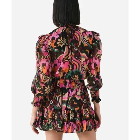 Misa Los Angeles Dress XS Gianna Floral Mini Groove Retro Multicolor Artsy Boho - Picture 6 of 16